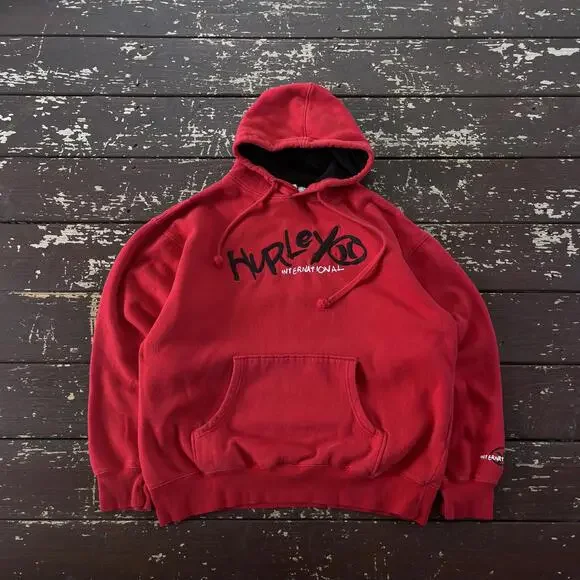 (L) Vintage 90s Y2K Hurley International Embroidered Hoodie Surf Skate - Picture 2 of 5